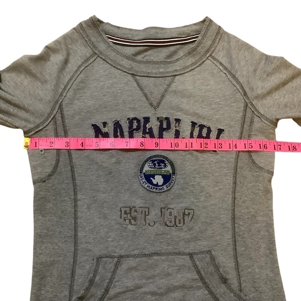 Napapijri Logo Sweatshirt Women’s Size S Grey Cotton Stretch Graphic Pullover - Picture 12 of 15